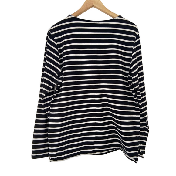 H&M BLACK AND WHITE CLASSIC STRIPED 100% COTTON TOP, LARGE - Picture 2 of 9